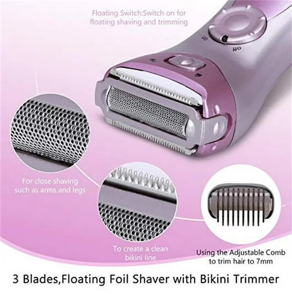 Smooth & Silky Electric Shaver for Women, Smooth Glide Foil Shaver and Bikini Trimmer, Cordless Bikini Trimmer Purple