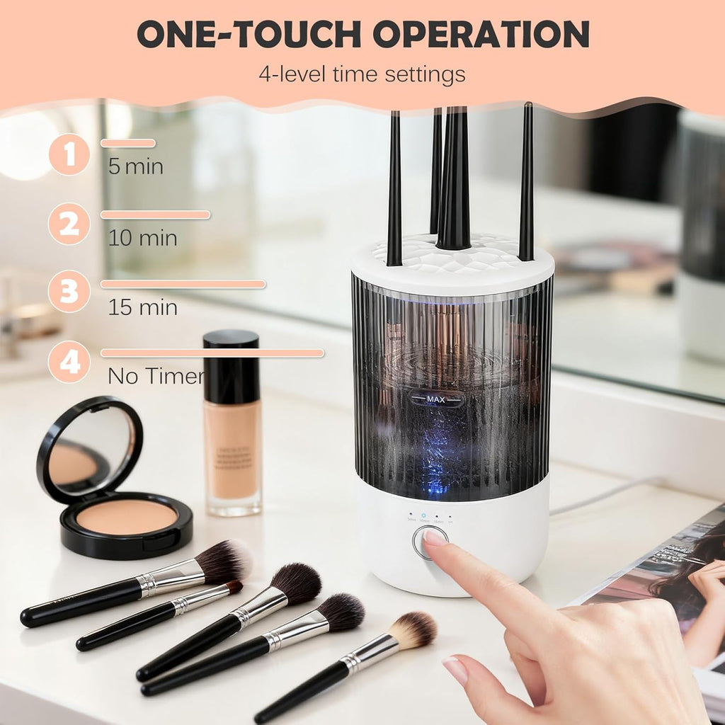 Electric Makeup Brush Cleaner Machine,Powerful Spinner Washer for Makeup Brush/Sponge/Powder Puffs,Portable Automatic USB Cosmetic Brushes Washing Tool Holder for All Size Beauty Makeup Brush Set