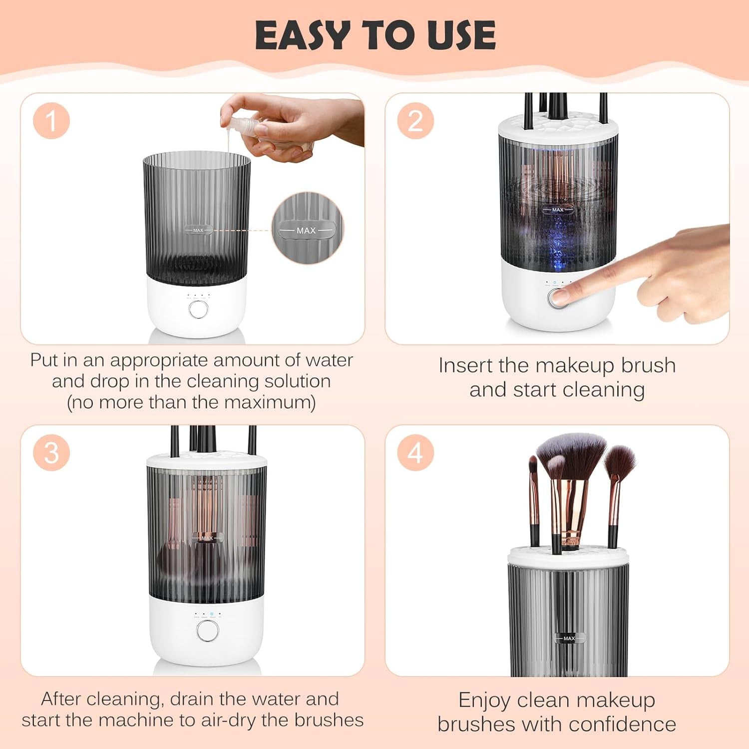 Electric Makeup Brush Cleaner Machine,Powerful Spinner Washer for Makeup Brush/Sponge/Powder Puffs,Portable Automatic USB Cosmetic Brushes Washing Tool Holder for All Size Beauty Makeup Brush Set