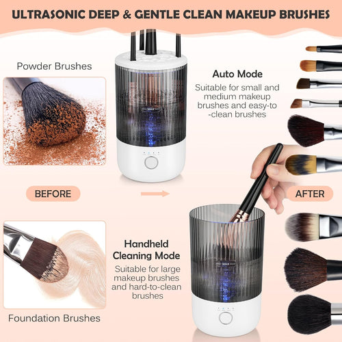 Electric Makeup Brush Cleaner Machine,Powerful Spinner Washer for Makeup Brush/Sponge/Powder Puffs,Portable Automatic USB Cosmetic Brushes Washing Tool Holder for All Size Beauty Makeup Brush Set